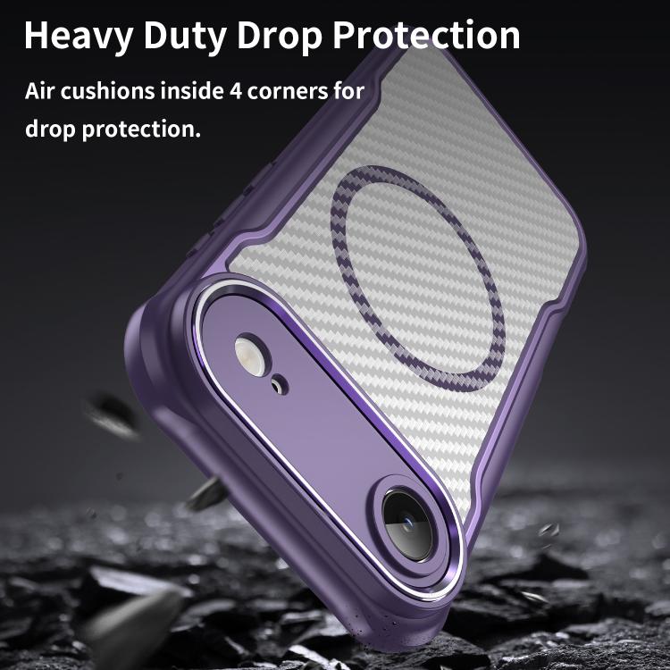 For iPhone 17 Air Carbon Fiber Texture MagSafe Translucent Phone Case(Purple) - iPhone Air Cases by buy2fix | Online Shopping UK | buy2fix