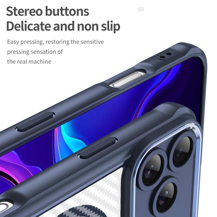 For iPhone 17 Pro Max Carbon Fiber Texture MagSafe Translucent Phone Case(Blue) - iPhone 17 Pro Max Cases by buy2fix | Online Shopping UK | buy2fix