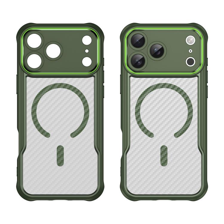 For iPhone 17 Pro Max Carbon Fiber Texture MagSafe Translucent Phone Case(Green) - iPhone 17 Pro Max Cases by buy2fix | Online Shopping UK | buy2fix