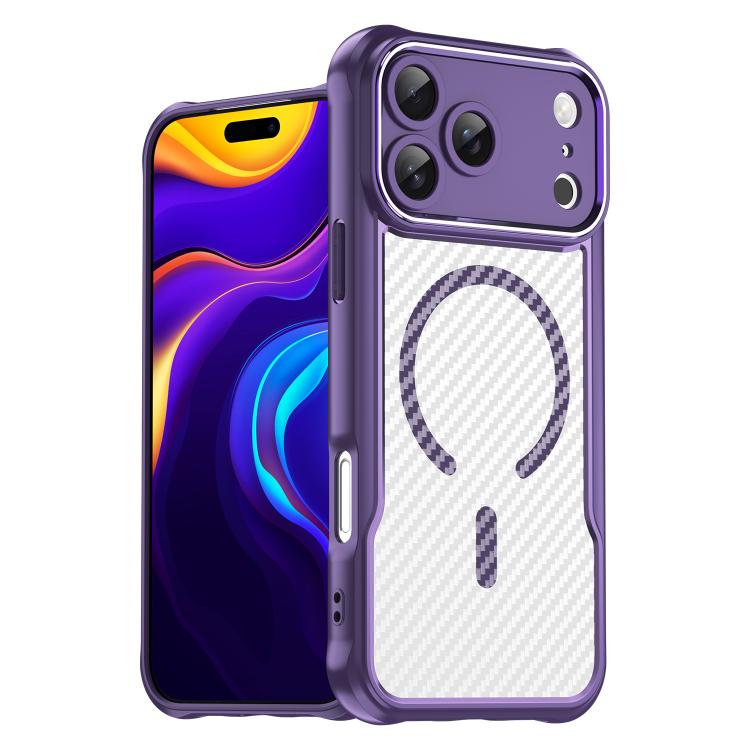 For iPhone 17 Pro Max Carbon Fiber Texture MagSafe Translucent Phone Case(Purple) - iPhone 17 Pro Max Cases by buy2fix | Online Shopping UK | buy2fix