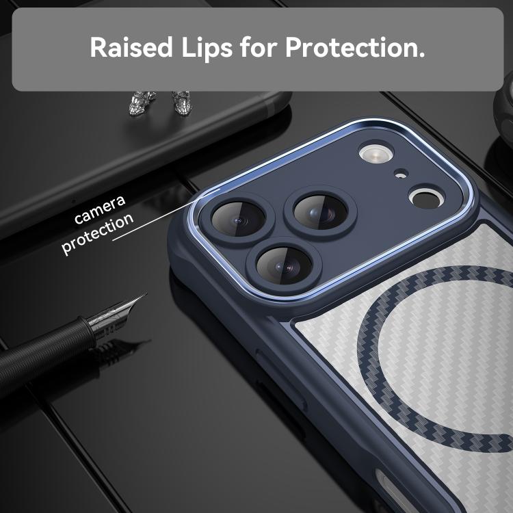 For iPhone 17 Pro Carbon Fiber Texture MagSafe Translucent Phone Case(Blue) - iPhone 17 Pro Cases by buy2fix | Online Shopping UK | buy2fix