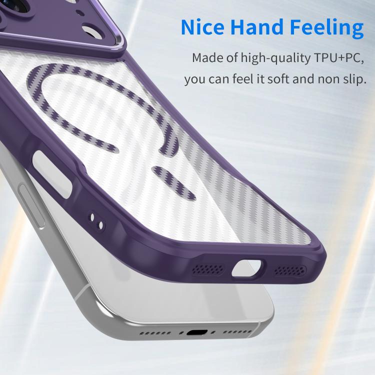 For iPhone 17 Pro Carbon Fiber Texture MagSafe Translucent Phone Case(Purple) - iPhone 17 Pro Cases by buy2fix | Online Shopping UK | buy2fix
