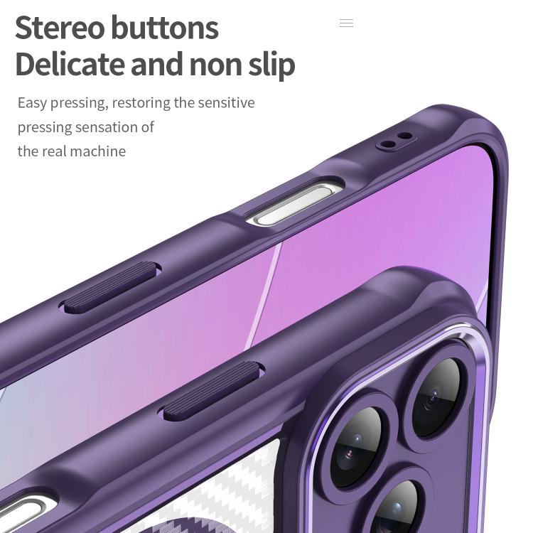 For iPhone 17 Pro Carbon Fiber Texture MagSafe Translucent Phone Case(Purple) - iPhone 17 Pro Cases by buy2fix | Online Shopping UK | buy2fix