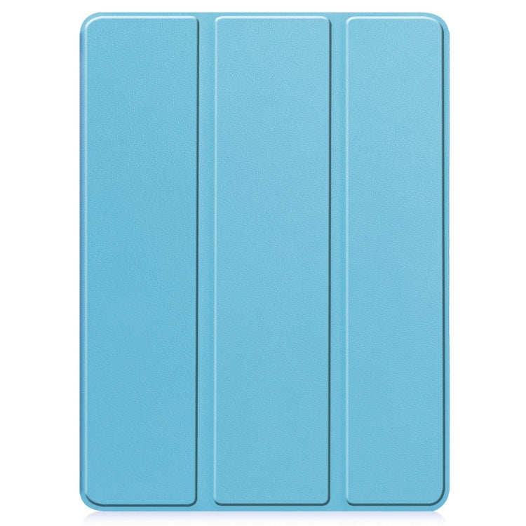 For iPad Pro 11 2024 Custer TPU Pure Color 3-Fold Holder Smart Leather Tablet Case with Pen Tray(Sky Blue) - iPad Pro 11 2024 Cases by buy2fix | Online Shopping UK | buy2fix