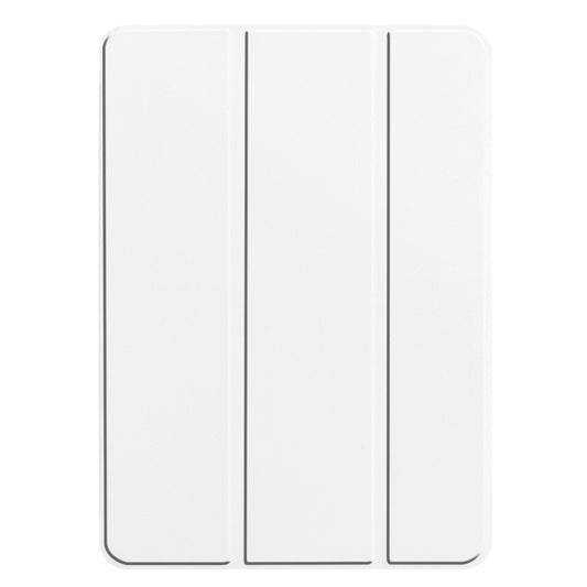 For iPad Pro 11 2025 / 2024 Custer TPU Pure Color 3-Fold Holder Smart Leather Tablet Case with Pen Tray(White) by buy2fix