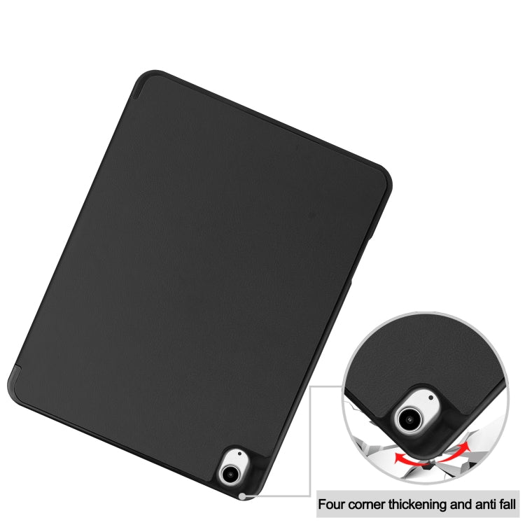 For iPad Air 13 2024 / 2025 Custer TPU Pure Color 3-Fold Holder Smart Leather Tablet Case with Pen Tray(Black) - iPad Air 13 2025 / 2024 Cases by buy2fix | Online Shopping UK | buy2fix
