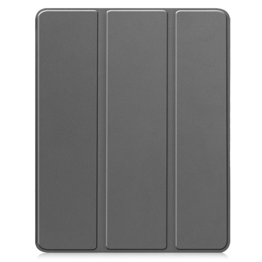 For iPad Air 13 2024 / 2025 Custer TPU Pure Color 3-Fold Holder Smart Leather Tablet Case with Pen Tray(Grey) - iPad Air 13 2025 / 2024 Cases by buy2fix | Online Shopping UK | buy2fix