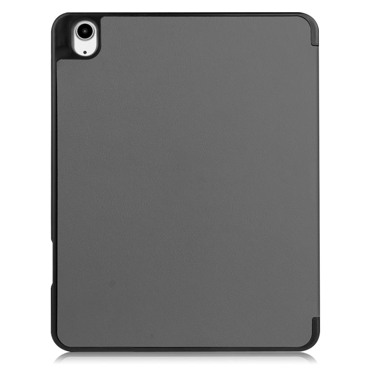 For iPad Air 13 2024 / 2025 Custer TPU Pure Color 3-Fold Holder Smart Leather Tablet Case with Pen Tray(Grey) - iPad Air 13 2025 / 2024 Cases by buy2fix | Online Shopping UK | buy2fix