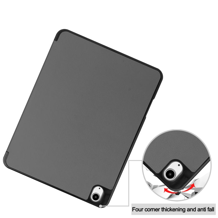 For iPad Air 13 2024 / 2025 Custer TPU Pure Color 3-Fold Holder Smart Leather Tablet Case with Pen Tray(Grey) - iPad Air 13 2025 / 2024 Cases by buy2fix | Online Shopping UK | buy2fix