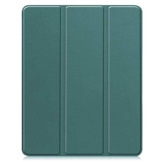For iPad Air 13 2024 / 2025 Custer TPU Pure Color 3-Fold Holder Smart Leather Tablet Case with Pen Tray(Dark Green) - iPad Air 13 2025 / 2024 Cases by buy2fix | Online Shopping UK | buy2fix