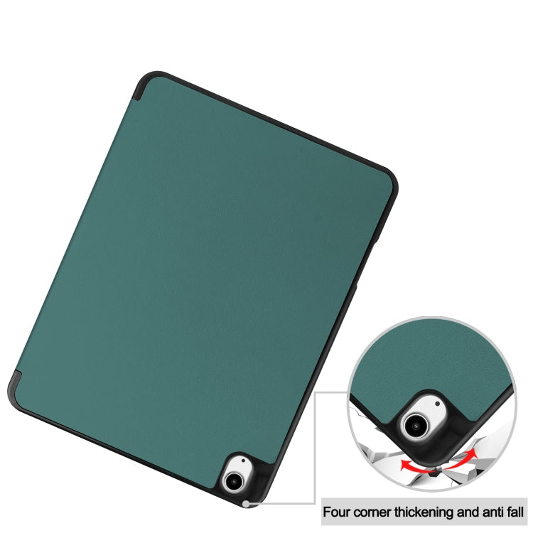 For iPad Air 13 2024 / 2025 Custer TPU Pure Color 3-Fold Holder Smart Leather Tablet Case with Pen Tray(Dark Green) - iPad Air 13 2025 / 2024 Cases by buy2fix | Online Shopping UK | buy2fix