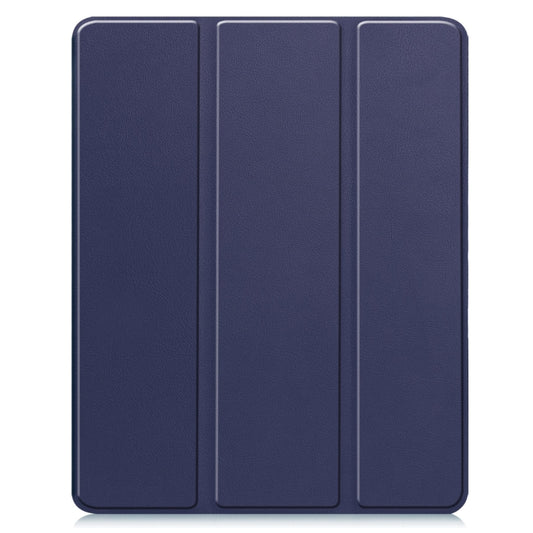 For iPad Air 13 2024 / 2025 Custer TPU Pure Color 3-Fold Holder Smart Leather Tablet Case with Pen Tray(Dark Blue) - iPad Air 13 2025 / 2024 Cases by buy2fix | Online Shopping UK | buy2fix