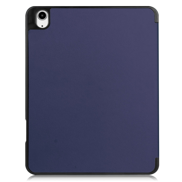 For iPad Air 13 2024 / 2025 Custer TPU Pure Color 3-Fold Holder Smart Leather Tablet Case with Pen Tray(Dark Blue) - iPad Air 13 2025 / 2024 Cases by buy2fix | Online Shopping UK | buy2fix