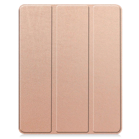 For iPad Air 13 2024 / 2025 Custer TPU Pure Color 3-Fold Holder Smart Leather Tablet Case with Pen Tray(Rose Gold) - iPad Air 13 2025 / 2024 Cases by buy2fix | Online Shopping UK | buy2fix