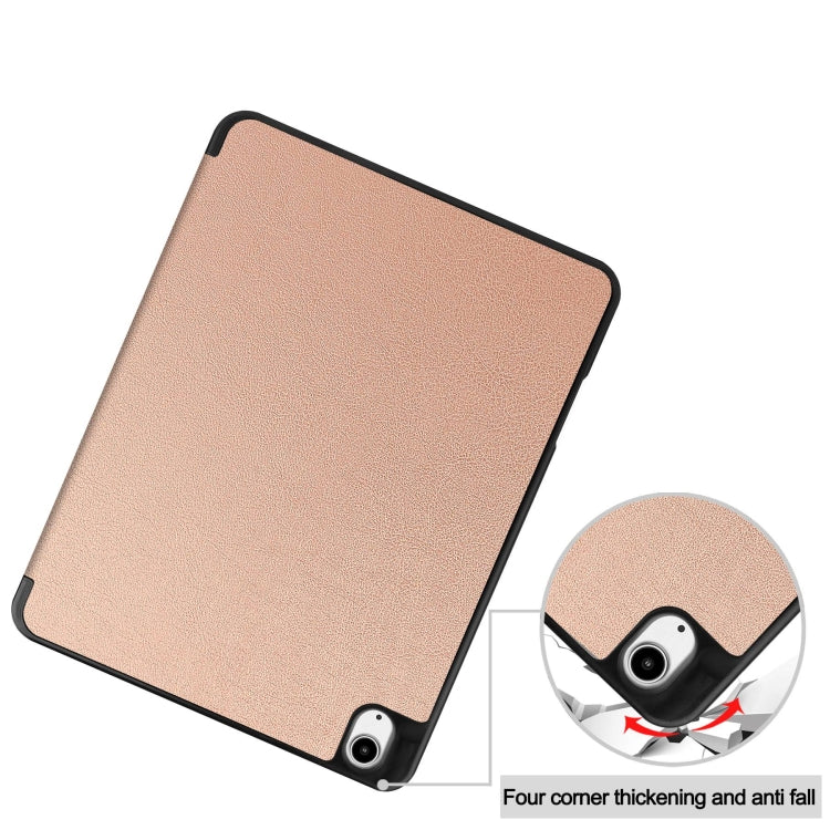 For iPad Air 13 2024 / 2025 Custer TPU Pure Color 3-Fold Holder Smart Leather Tablet Case with Pen Tray(Rose Gold) - iPad Air 13 2025 / 2024 Cases by buy2fix | Online Shopping UK | buy2fix