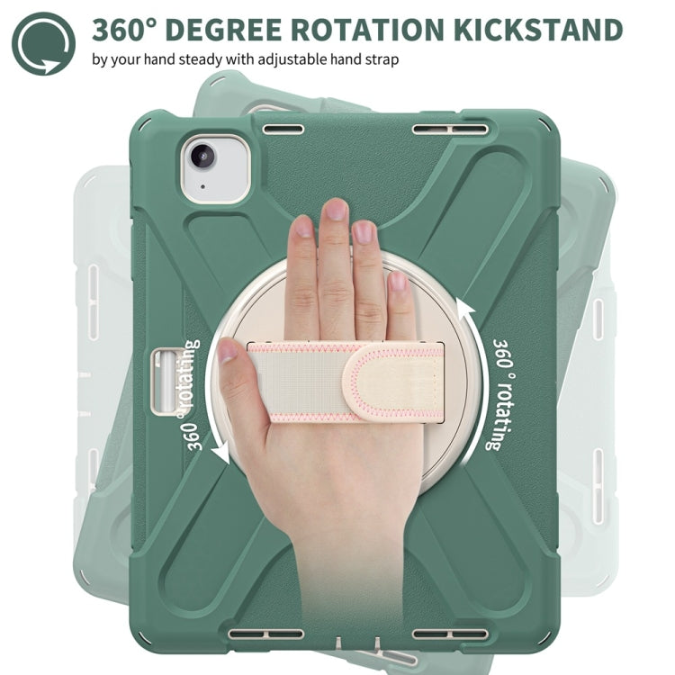 For iPad Air 11 2024 / Air 11 2025 Rotatable Holder Silicone Hybrid PC Tablet Case with Shoulder Strap(Emreald Green) - iPad Air 11 2025 / 2024 Cases by buy2fix | Online Shopping UK | buy2fix