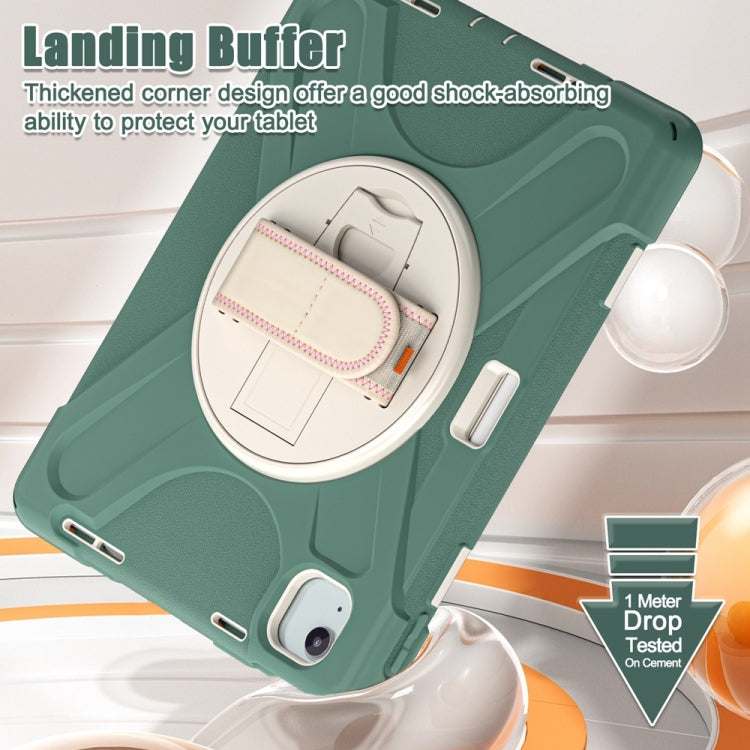 For iPad Air 11 2024 / Air 11 2025 Rotatable Holder Silicone Hybrid PC Tablet Case with Shoulder Strap(Emreald Green) - iPad Air 11 2025 / 2024 Cases by buy2fix | Online Shopping UK | buy2fix