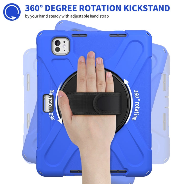 For iPad Pro 11 2024 Rotatable Holder Silicone Hybrid PC Tablet Case with Shoulder Strap(Blue) - iPad Pro 11 2024 Cases by buy2fix | Online Shopping UK | buy2fix
