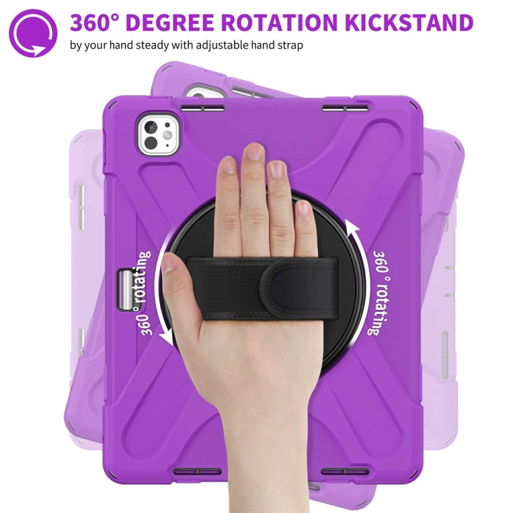 For iPad Pro 13 2024 Rotatable Holder Silicone Hybrid PC Tablet Case with Shoulder Strap(Purple) - iPad Pro 13 2024 Cases by buy2fix | Online Shopping UK | buy2fix