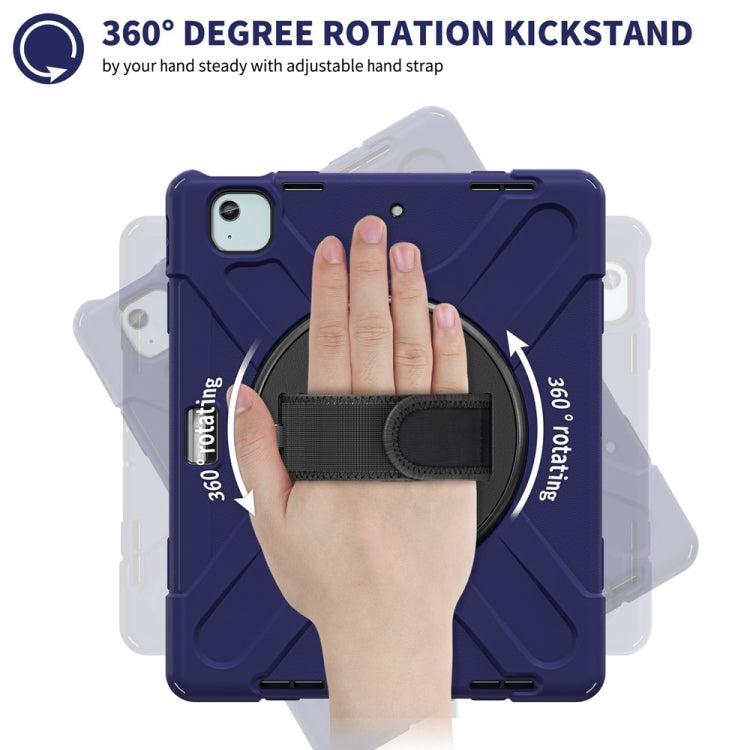 For iPad Air 13 2024 / Air 13 2025 Rotatable Holder Silicone Hybrid PC Tablet Case with Shoulder Strap(Navy Blue) - iPad Air 13 2025 / 2024 Cases by buy2fix | Online Shopping UK | buy2fix
