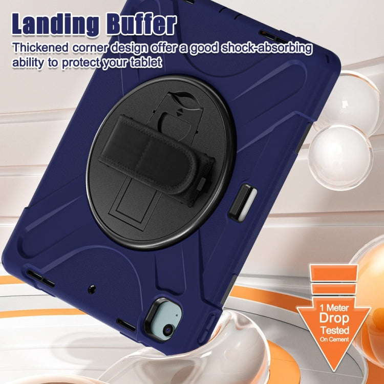 For iPad Air 13 2024 / Air 13 2025 Rotatable Holder Silicone Hybrid PC Tablet Case with Shoulder Strap(Navy Blue) - iPad Air 13 2025 / 2024 Cases by buy2fix | Online Shopping UK | buy2fix