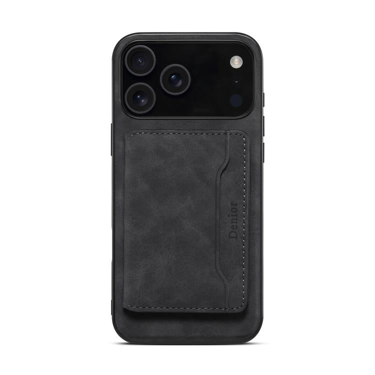 For iPhone 17 Pro Max Denior D13 Retro Texture Leather MagSafe Card Bag Phone Case(Black) - iPhone 17 Pro Max Cases by Denior | Online Shopping UK | buy2fix