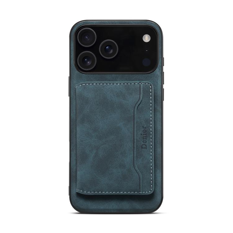 For iPhone 17 Pro Max Denior D13 Retro Texture Leather MagSafe Card Bag Phone Case(Blue) - iPhone 17 Pro Max Cases by Denior | Online Shopping UK | buy2fix