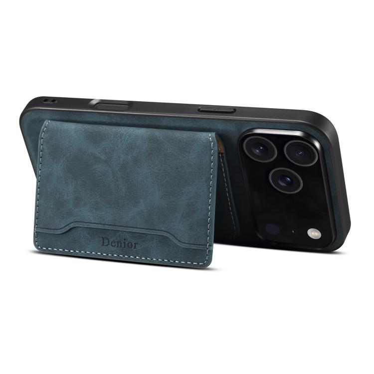 For iPhone 17 Pro Max Denior D13 Retro Texture Leather MagSafe Card Bag Phone Case(Blue) - iPhone 17 Pro Max Cases by Denior | Online Shopping UK | buy2fix