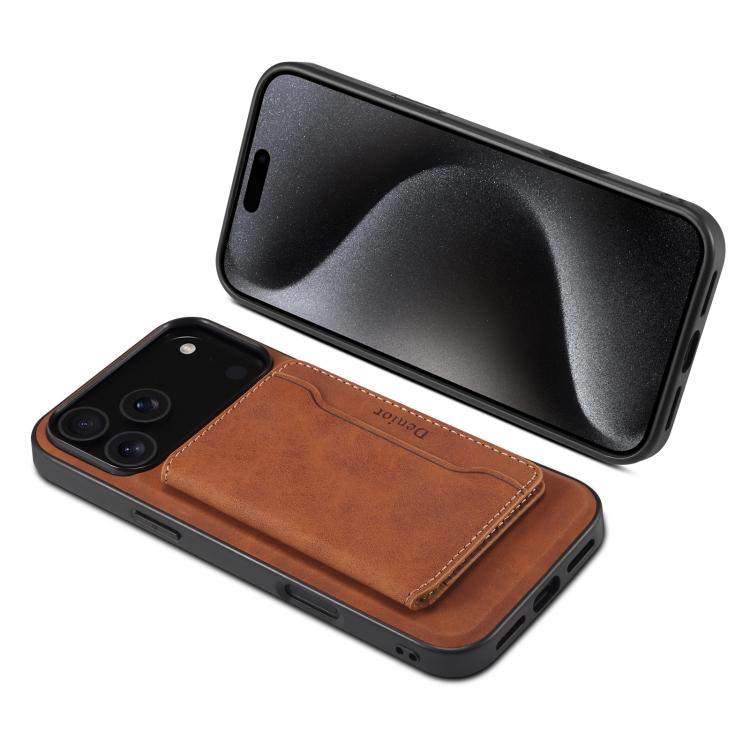 For iPhone 17 Pro Max Denior D13 Retro Texture Leather MagSafe Card Bag Phone Case(Brown) - iPhone 17 Pro Max Cases by Denior | Online Shopping UK | buy2fix