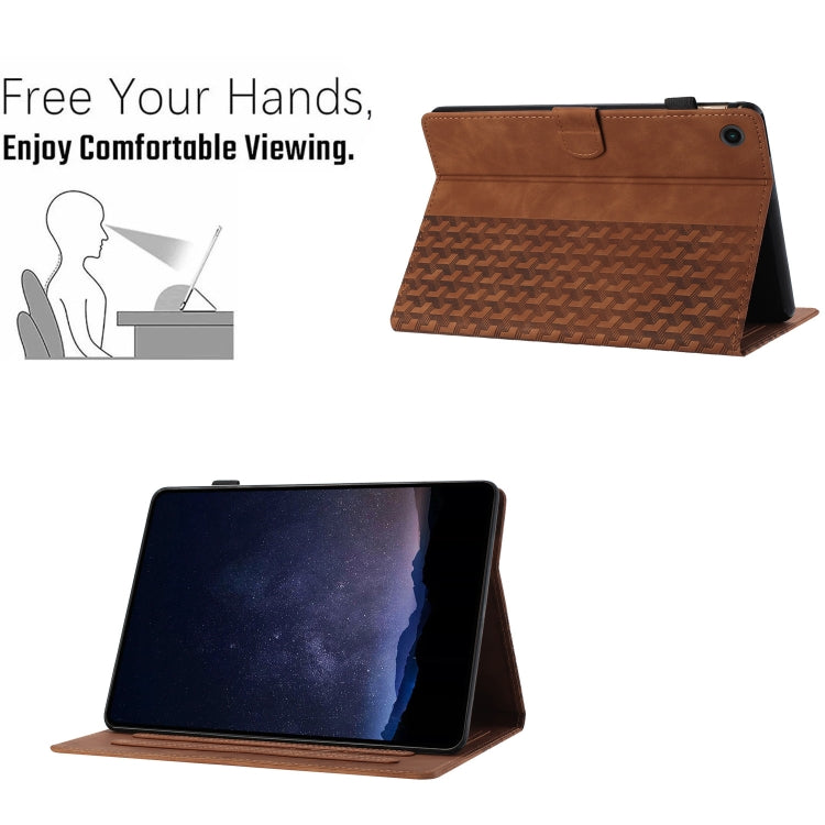 For Samsung Galaxy Tab A11 / A9 Building Blocks Embossed Leather Tablet Case(Brown) by buy2fix