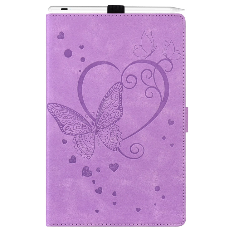 For iPad Pro 11 2024 Love Butterfly Embossed Leather Tablet Case(Purple) - iPad Pro 11 2024 Cases by buy2fix | Online Shopping UK | buy2fix