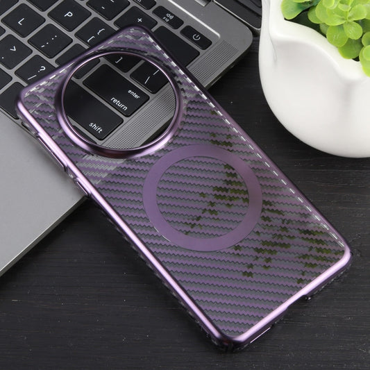 For Huawei Mate 60 6D Plated Carbon Fiber Clear Magsafe PC Phone Case(Aurora Purple) by buy2fix