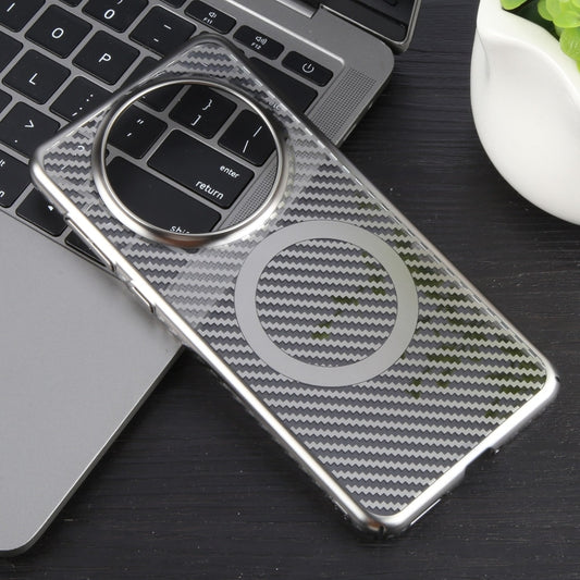 For Huawei Mate 60 6D Plated Carbon Fiber Clear Magsafe PC Phone Case(Titanium Grey) by buy2fix