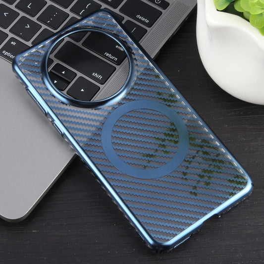 For Huawei Mate 60 6D Plated Carbon Fiber Clear Magsafe PC Phone Case(Dream Blue) by buy2fix