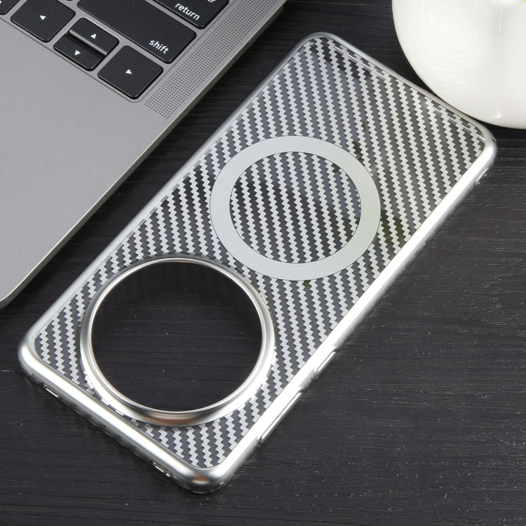For Huawei Mate 60 Pro /60 Pro+ 6D Plated Carbon Fiber Clear Magsafe PC Phone Case(Starlight Silver) - Huawei Cases by buy2fix | Online Shopping UK | buy2fix