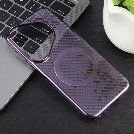 For Huawei Pura 70 Pro /70 Pro+ 6D Plated Carbon Fiber Clear Magsafe PC Phone Case(Aurora Purple) by buy2fix