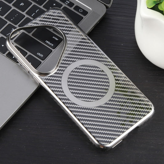 For Huawei Pura 70 Pro /70 Pro+ 6D Plated Carbon Fiber Clear Magsafe PC Phone Case(Titanium Grey) by buy2fix