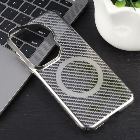 For Huawei Pura 70 Ultra 6D Plated Carbon Fiber Clear Magsafe PC Phone Case(Titanium Grey) by buy2fix