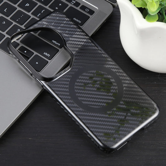 For Huawei Pura 70 Ultra 6D Plated Carbon Fiber Clear Magsafe PC Phone Case(Starry Black) by buy2fix