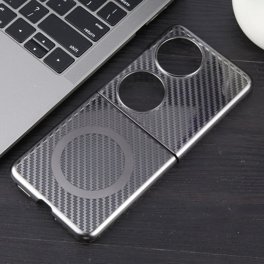 For Huawei Pocket 2 6D Plated Carbon Fiber Clear Magsafe PC Phone Case(Titanium Grey) by buy2fix