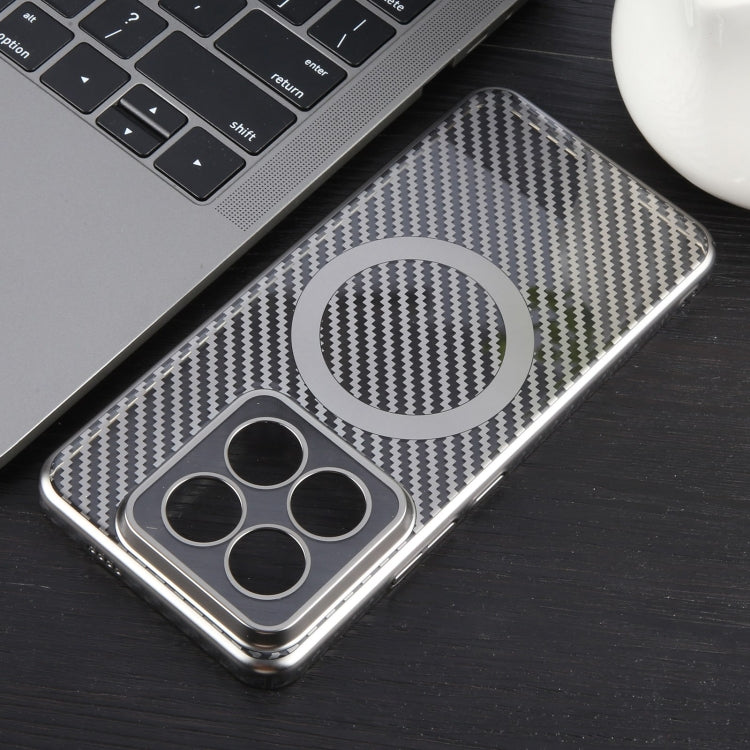 For Xiaomi 14 6D Plated Carbon Fiber Clear Magsafe PC Phone Case(Titanium Grey) by buy2fix