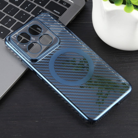 For Xiaomi 14 6D Plated Carbon Fiber Clear Magsafe PC Phone Case(Dream Blue) by buy2fix