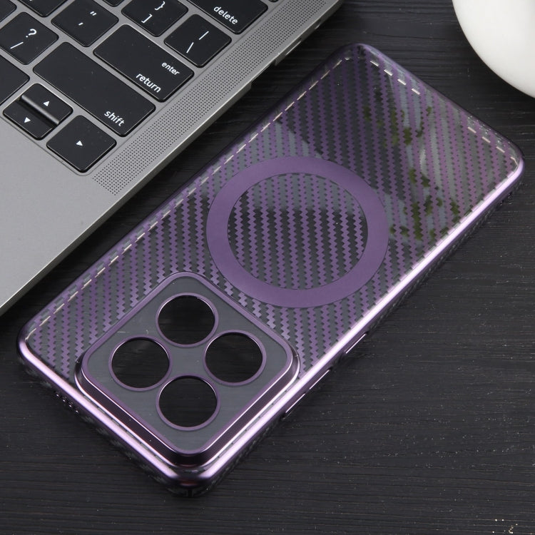 For Xiaomi 14 Pro 6D Plated Carbon Fiber Clear Magsafe PC Phone Case(Aurora Purple) by buy2fix