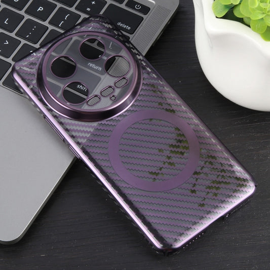 For Xiaomi 14 Ultra 6D Plated Carbon Fiber Clear Magsafe PC Phone Case(Aurora Purple) by buy2fix
