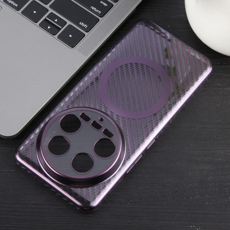 For Xiaomi 14 Ultra 6D Plated Carbon Fiber Clear Magsafe PC Phone Case(Aurora Purple) by buy2fix