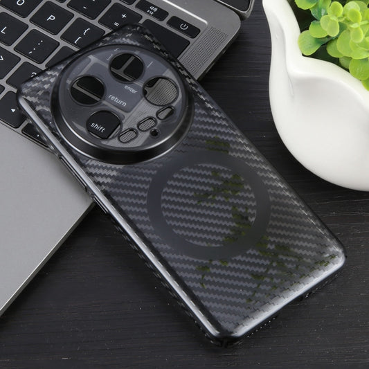 For Xiaomi 14 Ultra 6D Plated Carbon Fiber Clear Magsafe PC Phone Case(Starry Black) by buy2fix
