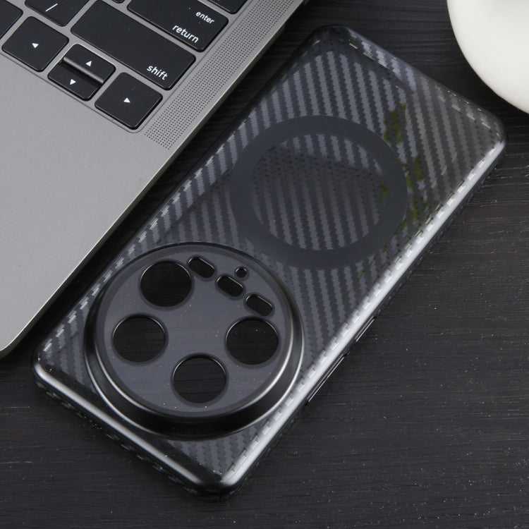 For Xiaomi 14 Ultra 6D Plated Carbon Fiber Clear Magsafe PC Phone Case(Starry Black) by buy2fix