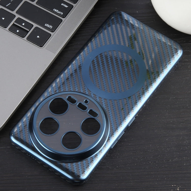 For Xiaomi 14 Ultra 6D Plated Carbon Fiber Clear Magsafe PC Phone Case(Dream Blue) by buy2fix