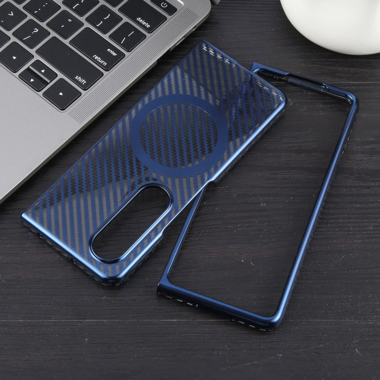 For Samsung Galaxy Z Fold4 6D Plated Carbon Fiber Clear Magsafe PC Phone Case(Dream Blue) by buy2fix