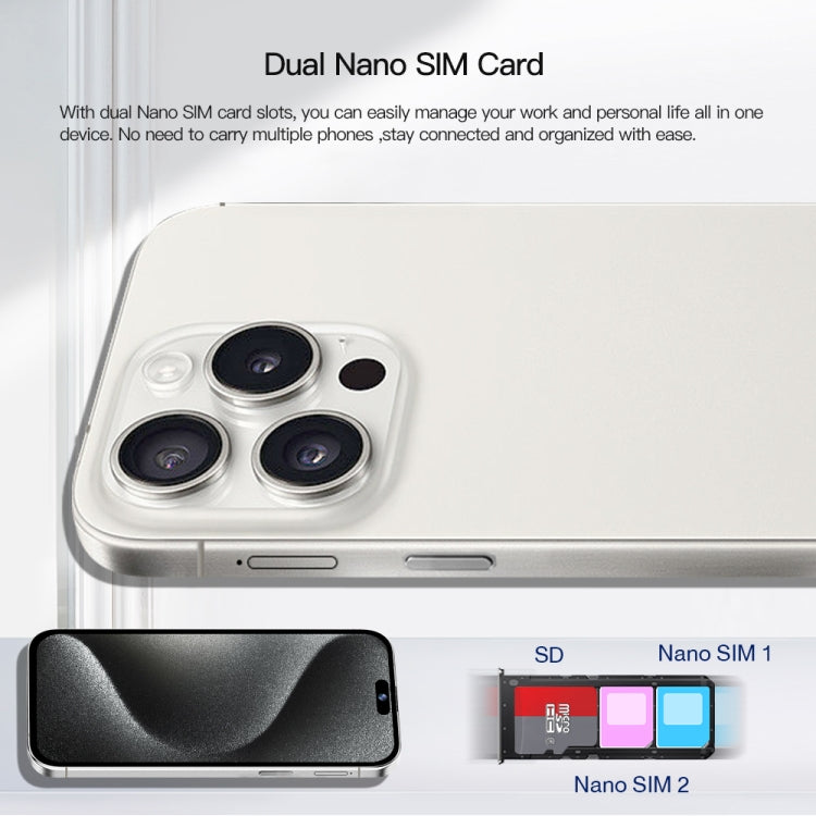 i15 Pro Max / Q5A, 6GB+128GB, 6.5 inch Screen, Face Identification, Android 10 MTK6762 Octa Core, OTG, NFC, Network: 4G, Dual SIM(Titanium White) - by buy2fix | Online Shopping UK | buy2fix